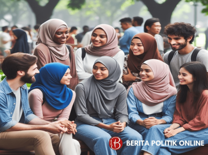 AI-Generated-Students-discuss-at-campus-park